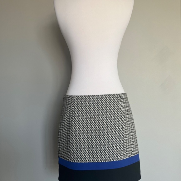 Tibi Mini Geometric Color block Houndstooth Black White Casual Career Skirt 4 S - Picture 4 of 13